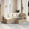 vidaXL 6 Piece Garden Sofa Set with Cushions Beige Poly Rattan