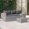 vidaXL 3-Seater Garden Sofa with Cushions Grey Poly Rattan