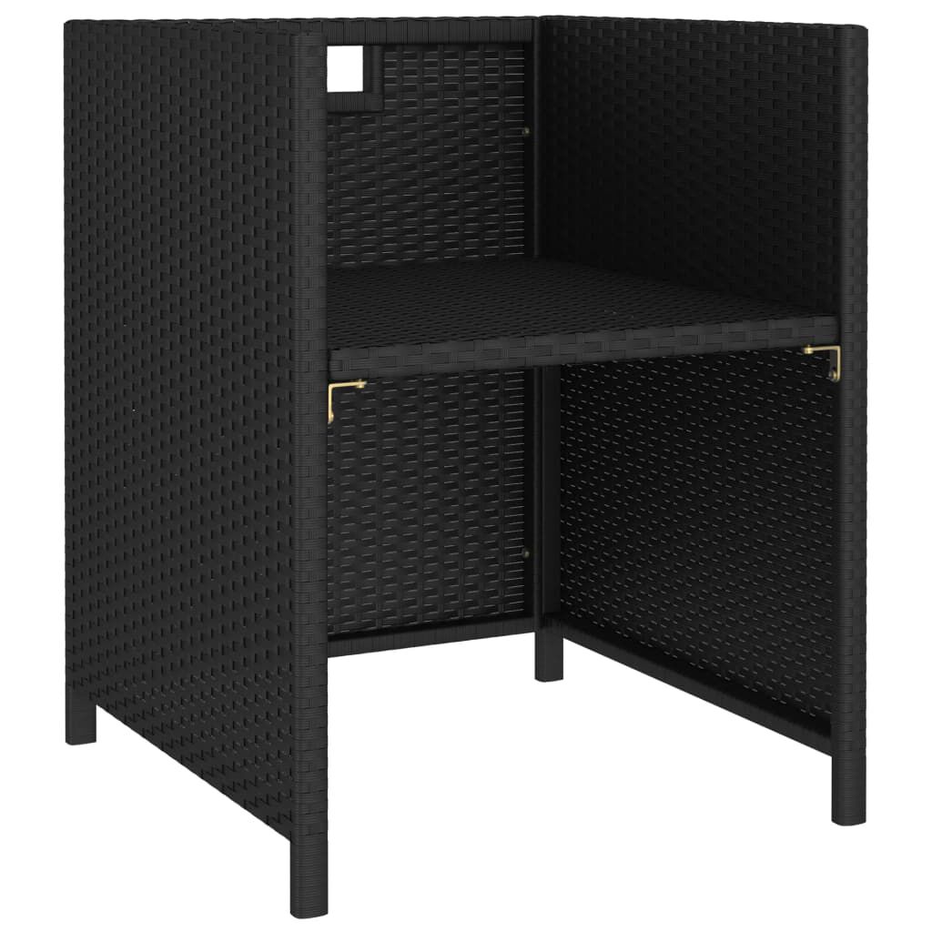 vidaXL 6 Piece Outdoor Dining Set with Cushions Poly Rattan Black