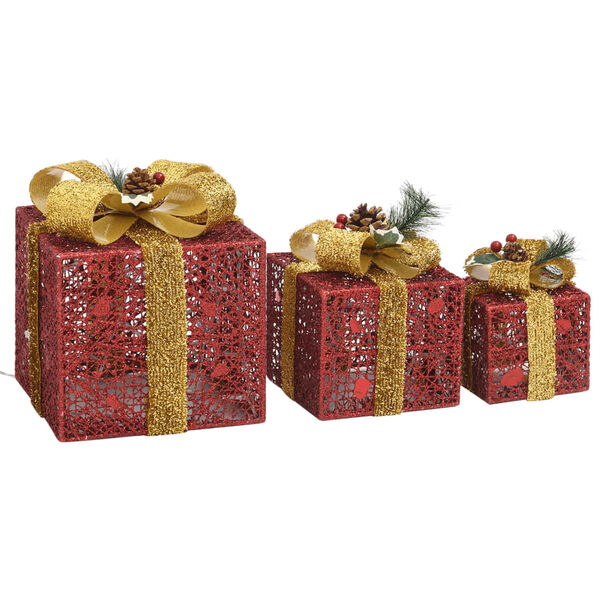 vidaXL Decorative Christmas Gift Boxes 3 pcs Red Outdoor Indoor