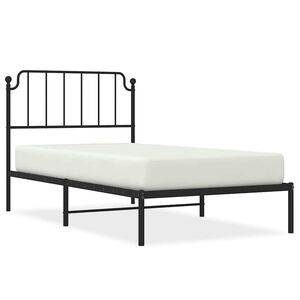 vidaXL Metal Bed Frame without Mattress with Headboard Black 100x190cm