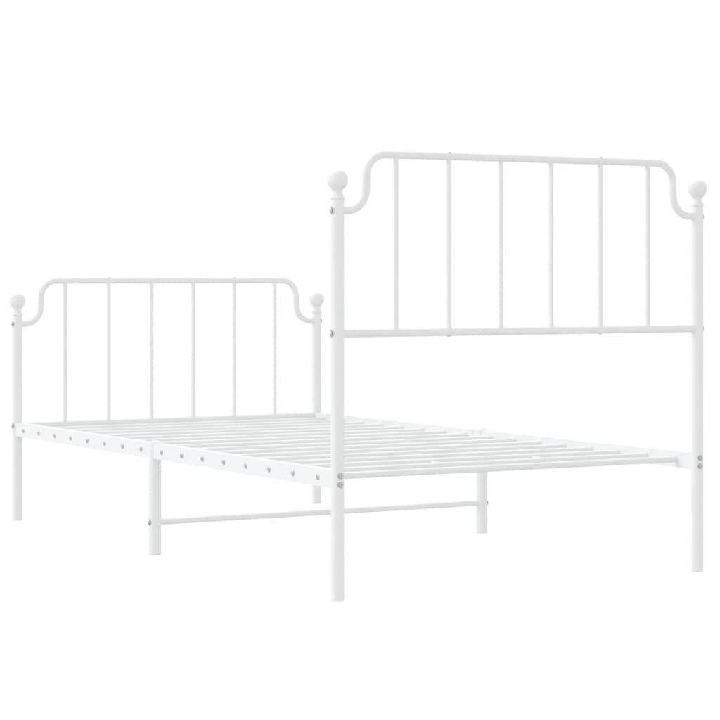 vidaXL Metal Bed Frame without Mattress with Footboard White 100x190cm