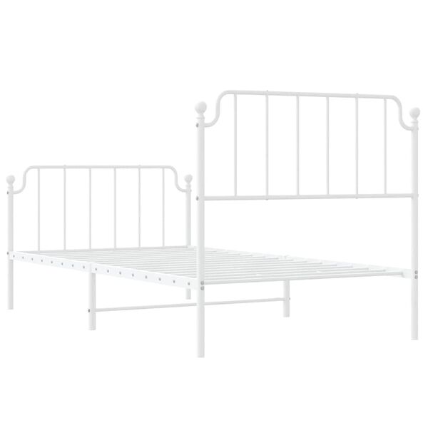vidaXL Metal Bed Frame without Mattress with Footboard White 100x190cm