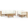 vidaXL 6 Piece Garden Lounge Set with Cream White Cushions Bamboo