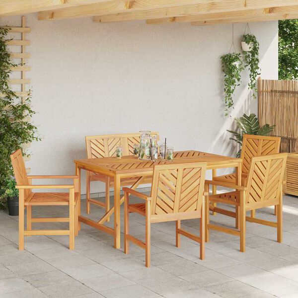 vidaXL Garden Dining Set 6 pcs Brown Solid Acacia Wood