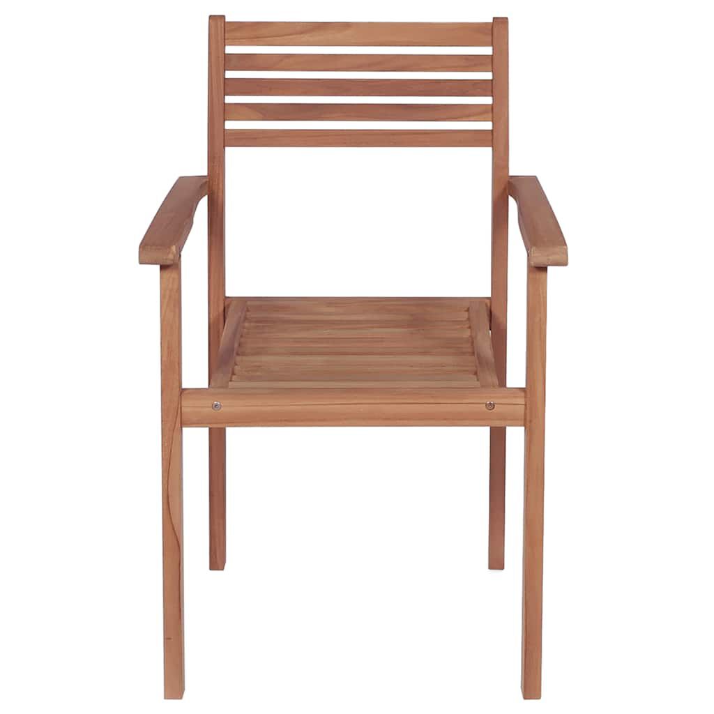 vidaXL Stackable Garden Chairs with Cushions 8 pcs Solid Teak Wood