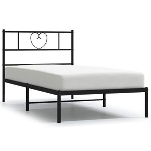 vidaXL Metal Bed Frame without Mattress with Headboard Black 100x200cm