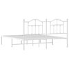 vidaXL Metal Bed Frame without Mattress with Headboard White 183x213cm