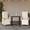 vidaXL 3 Piece Garden Dining Set with Cushions Beige Poly Rattan