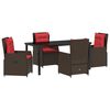 vidaXL Garden Dining Set 5 pcs Brown Poly rattan