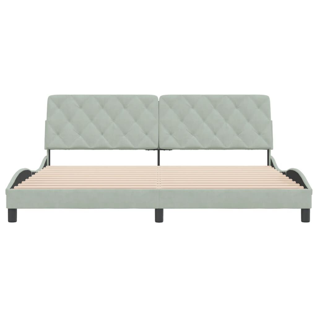 vidaXL Bed Frame without Mattress Light Grey 193x203 cm Velvet