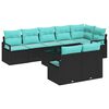 vidaXL Garden Sofa Set 9 pcs Black and Turquoise Poly Rattan