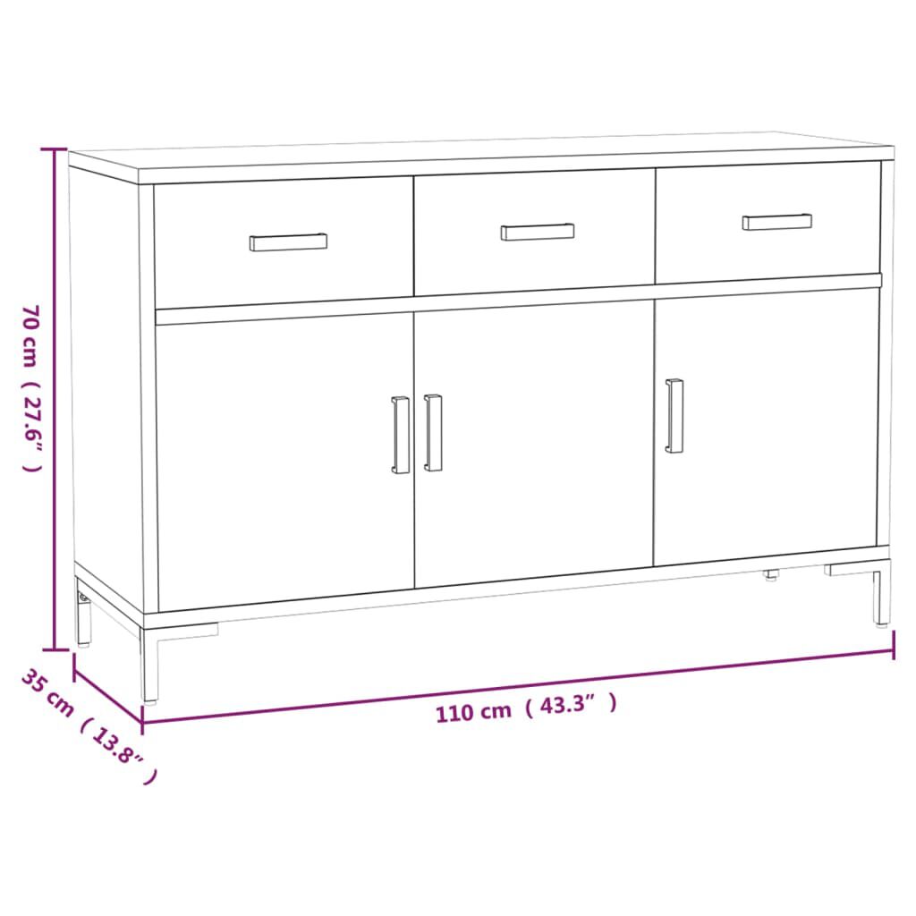 vidaXL Sideboard Brown 110x35x70 cm Solid Pinewood