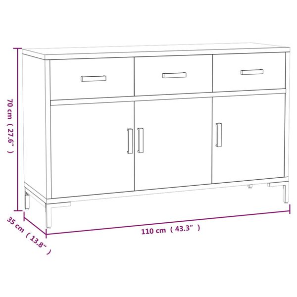 vidaXL Sideboard Brown 110x35x70 cm Solid Pinewood