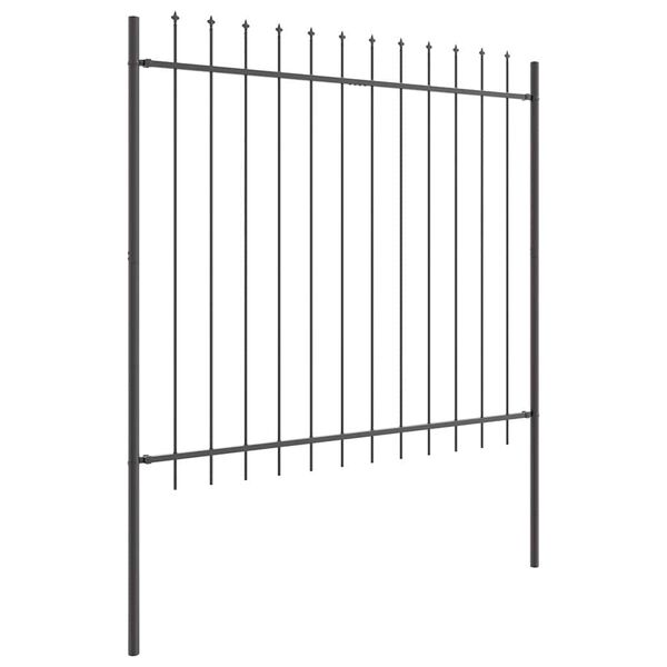 vidaXL Garden Fence 9 pcs Grey 15.3 x 1.5 m Powder-coated Steel