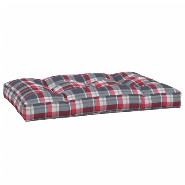 vidaXL Pallet Cushion Red Check Pattern 120x80x12 cm Fabric