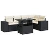 vidaXL 6 Piece Garden Sofa Set with Cushions Black Poly Rattan