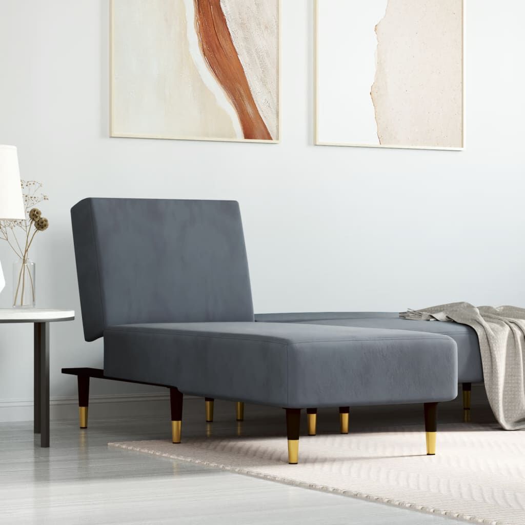 vidaXL Chaise Longue Dark Grey Velvet