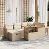 vidaXL 7 Piece Garden Sofa Set with Cushions Beige Poly Rattan