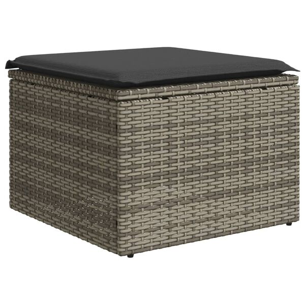 vidaXL 11 Piece Garden Sofa Set with Cushions Grey Poly Rattan