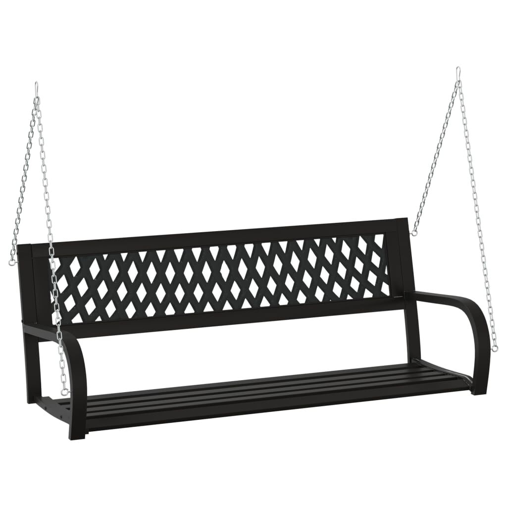 vidaXL Garden Swing Bench 125 cm Steel and Plastic Black