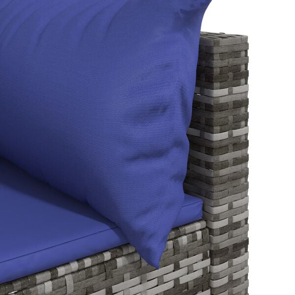 vidaXL Garden Corner Sofa with Cushions Grey Poly Rattan