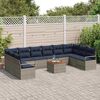 vidaXL Garden Sofa Set with Cushion 11 pcs Grey Poly rattan