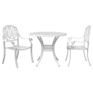 vidaXL 3 Piece Bistro Set White Cast Aluminium
