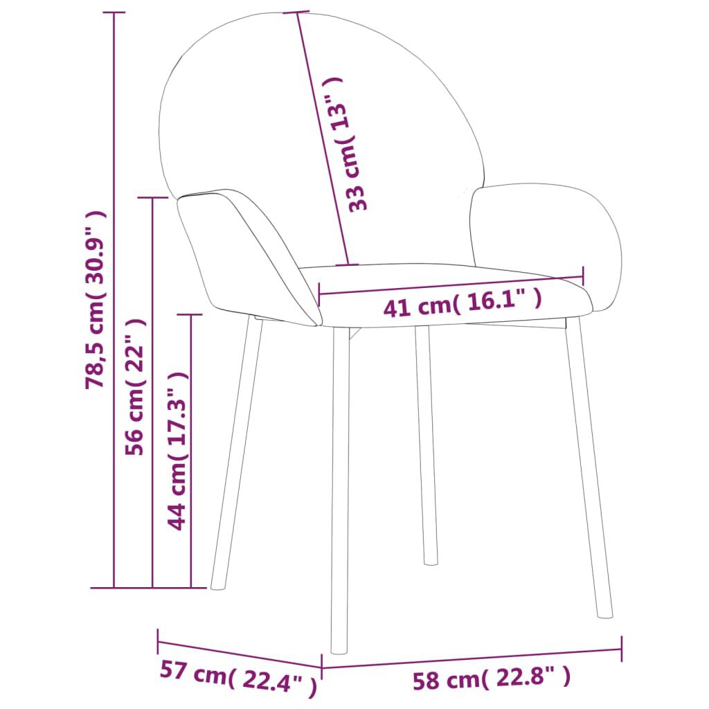 vidaXL Dining Chairs 2 pcs Cream Velvet