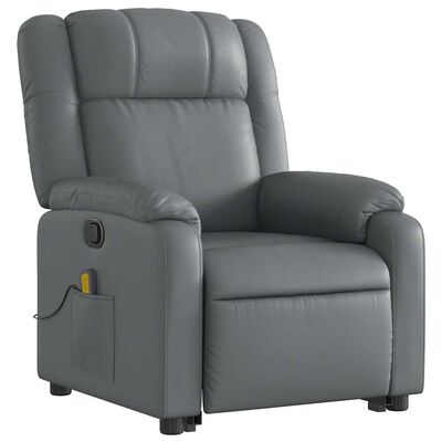 vidaXL Stand up Massage Recliner Chair Grey Faux Leather