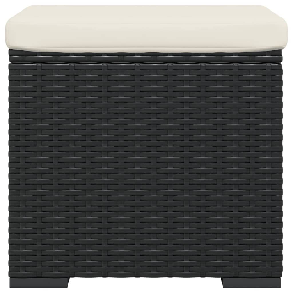 vidaXL Ottomans with Cushions 2 pcs Black 40x30x40 cm Poly Rattan
