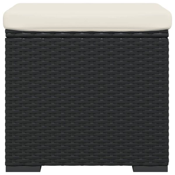 vidaXL Ottomans with Cushions 2 pcs Black 40x30x40 cm Poly Rattan