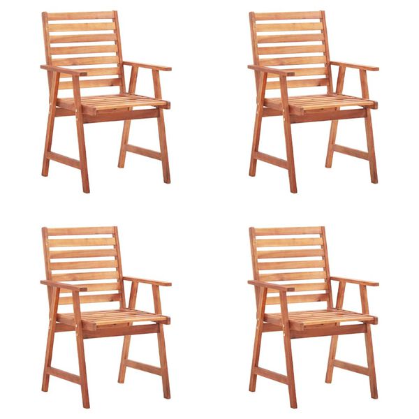 vidaXL Outdoor Dining Chairs 4 pcs with Cushions Solid Acacia Wood