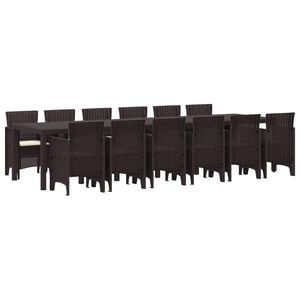 vidaXL Garden Dining Set 13 pcs Brown Polt rattan