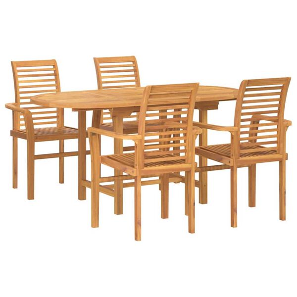vidaXL Garden Dining Set 5 pcs Brown 160 x 80 x 75 cm Solid teak wood
