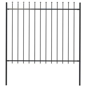 vidaXL Garden Fence with Spear Top Steel 181x150 cm Black