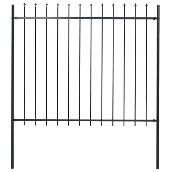 vidaXL Garden Fence with Spear Top Steel 181x150 cm Black