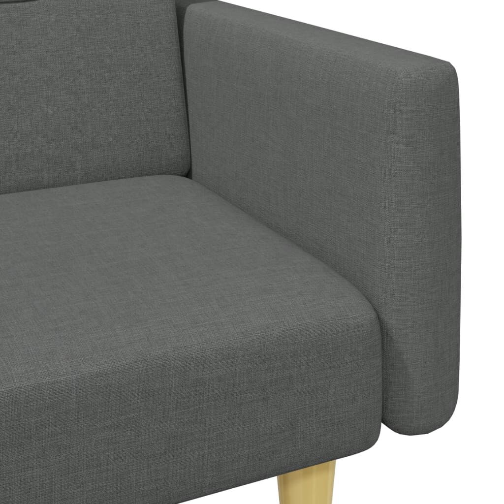 vidaXL 2-Seater Sofa Bed with Footstool Dark Grey Fabric