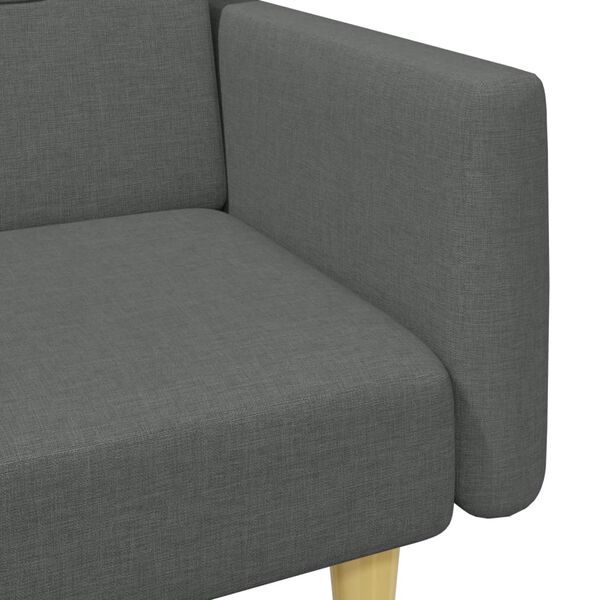 vidaXL 2-Seater Sofa Bed with Footstool Dark Grey Fabric