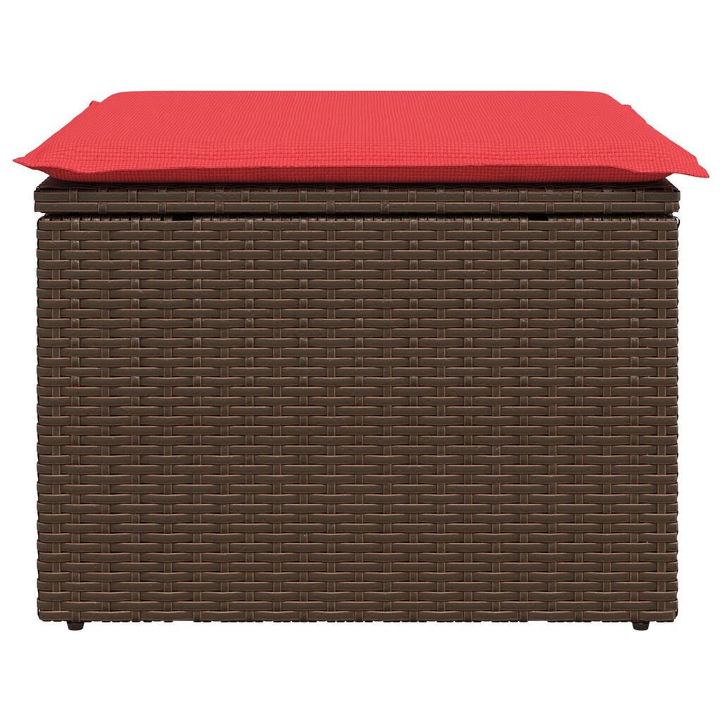 vidaXL Garden Stool with Cushion Brown 55x55x37 cm Poly Rattan