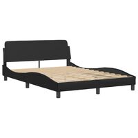 vidaXL Bed Frame with Headboard Black 137x190 cm Faux Leather