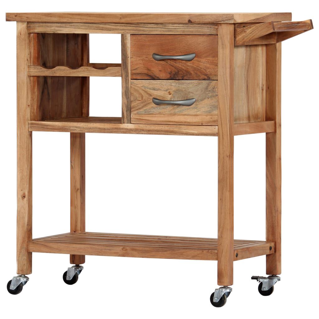 vidaXL Kitchen Trolley 80x45x91 cm Solid Wood Acacia