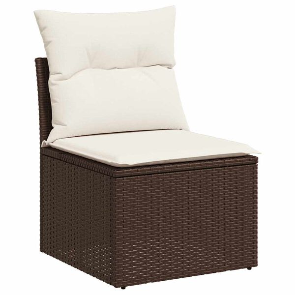 vidaXL 7 Piece Garden Sofa Set with Cushions Brown Poly Rattan