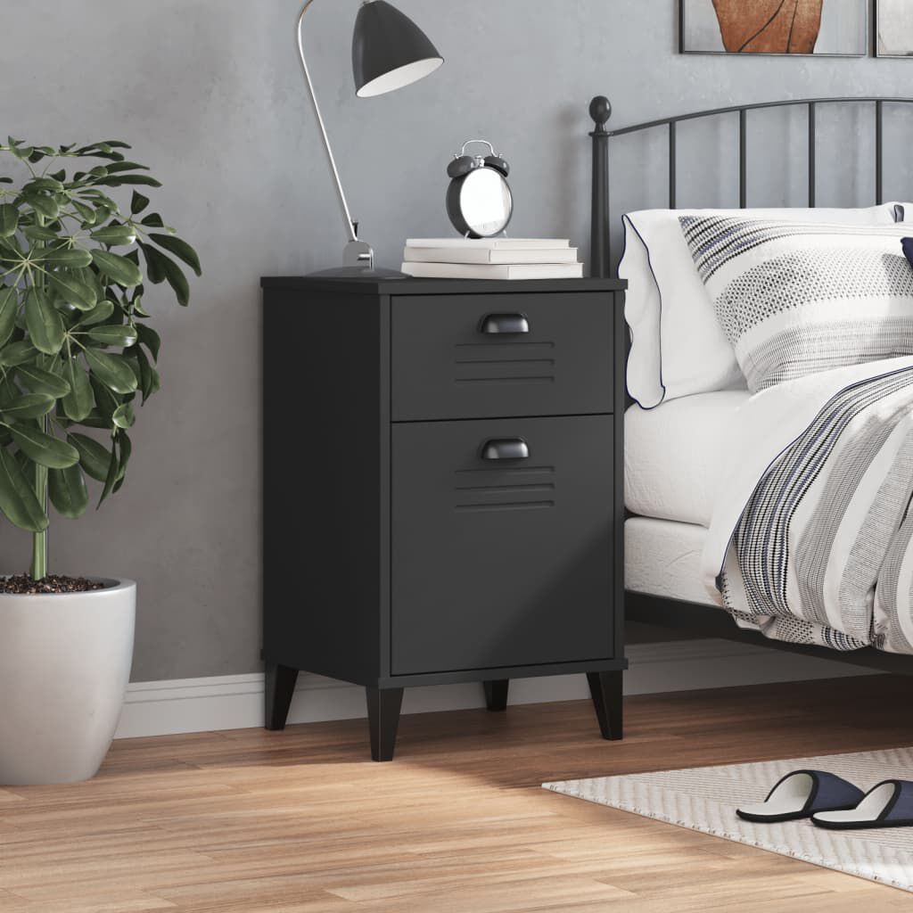 vidaXL Bedside Cabinet VIKEN Black Engineered Wood