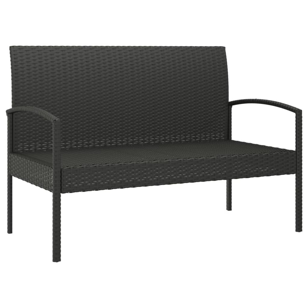 vidaXL Garden Bench with Cushion Black 105 cm Poly Rattan