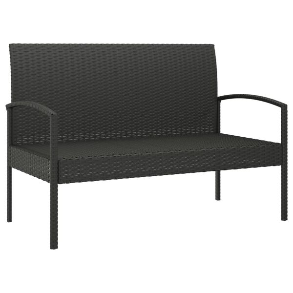 vidaXL Garden Bench with Cushion Black 105 cm Poly Rattan