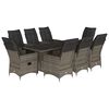 vidaXL 9 Piece Garden Dining Set with Cushions Grey Poly Rattan