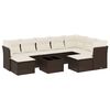 vidaXL 10 Piece Garden Sofa Set with Cushions Brown Poly Rattan