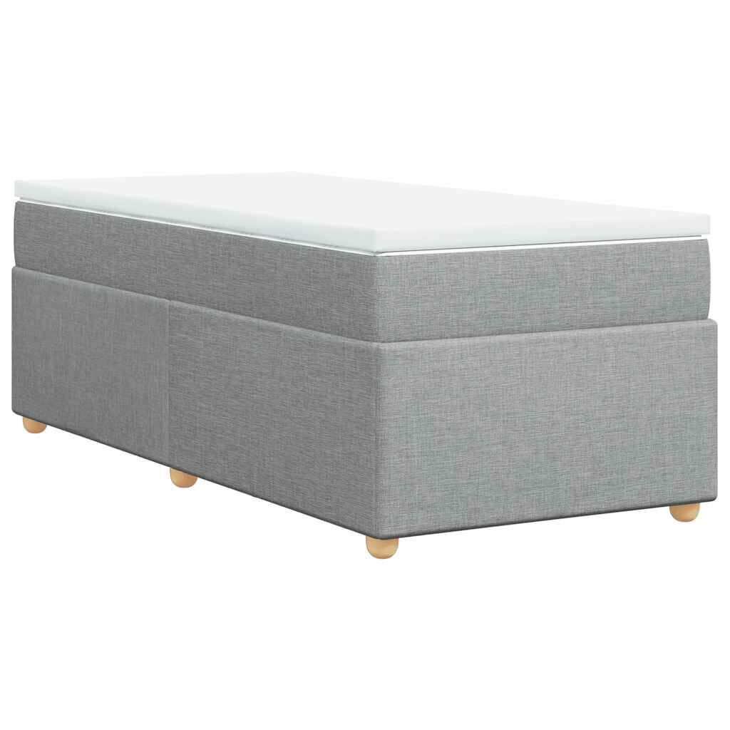 vidaXL Box Spring Bed with Mattress Light Grey Twin XL Fabric