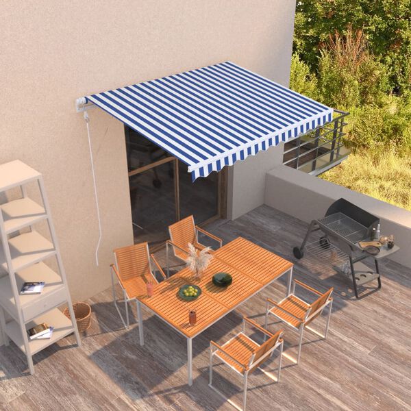 vidaXL Automatic Retractable Awning 300x250 cm Blue and White